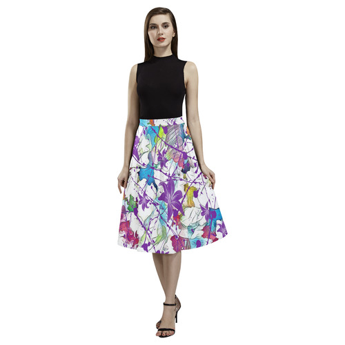 Lilac Lillis Abtract Splash Aoede Crepe Skirt (Model D16)