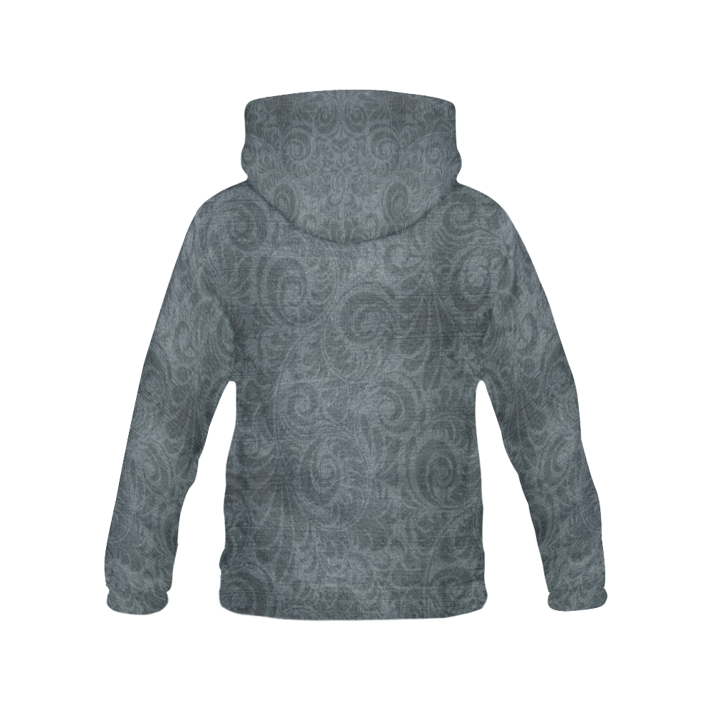 Denim with vintage floral pattern, grey, green All Over Print Hoodie for Men (USA Size) (Model H13)
