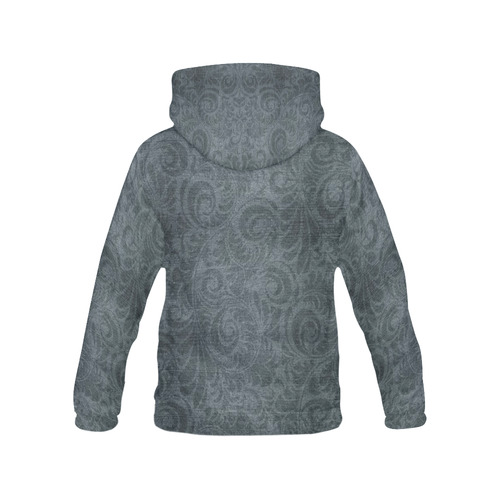 Denim with vintage floral pattern, grey, green All Over Print Hoodie for Men (USA Size) (Model H13)
