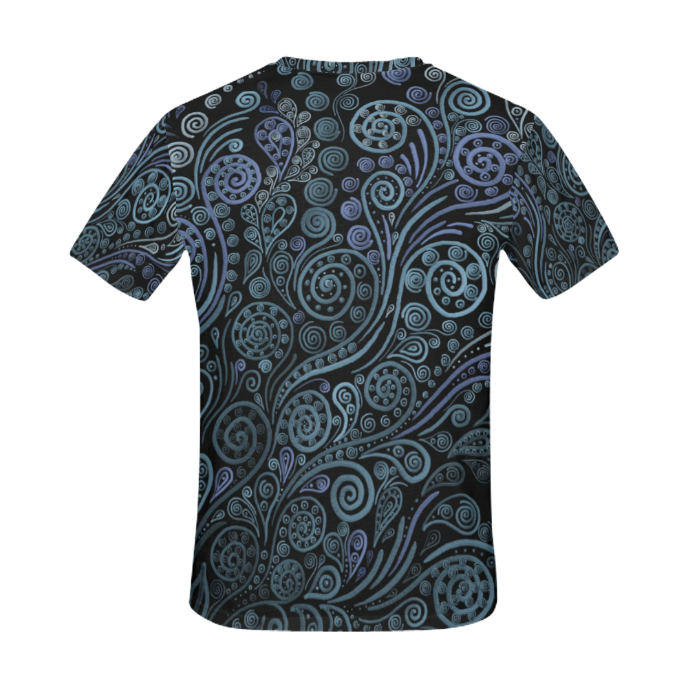 3D psychedelic ornaments, blue All Over Print T-Shirt for Men (USA Size) (Model T40)