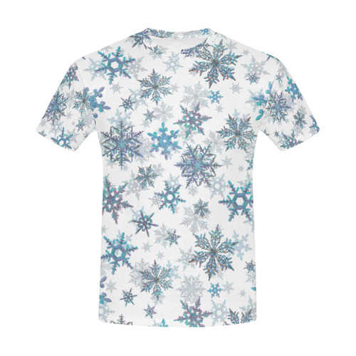 Snowflakes, Blue snow, Christmas All Over Print T-Shirt for Men (USA Size) (Model T40)