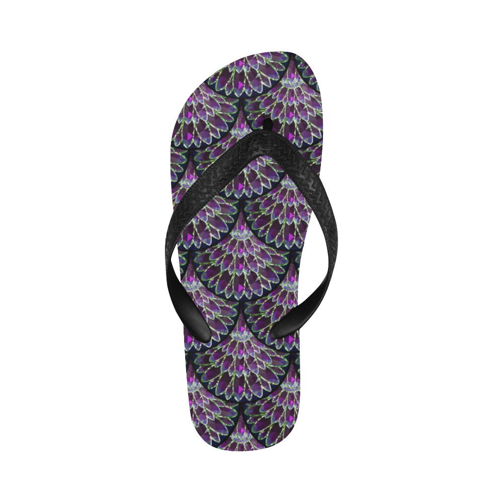 Mosaic flower, purple fish scale Flip Flops for Men/Women (Model 040)
