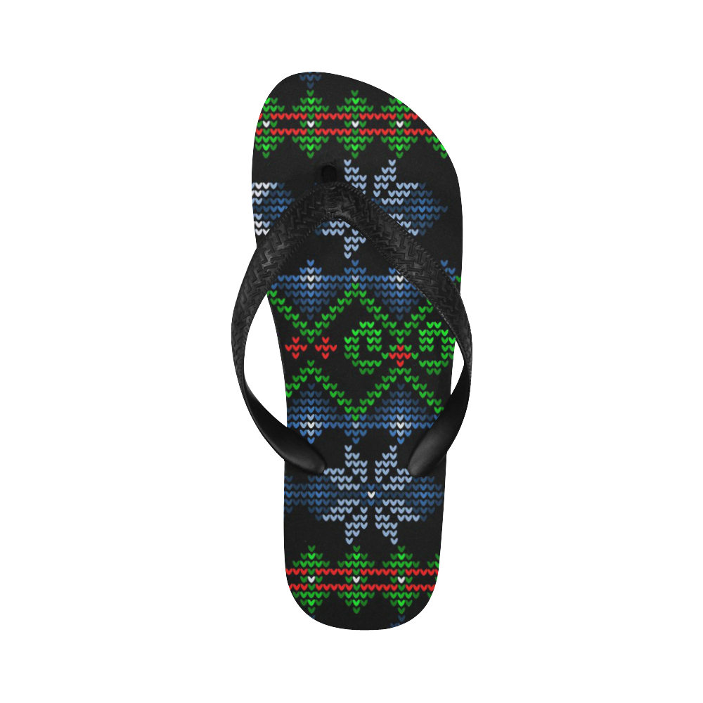 Ugly Christmas Sweater Knit, Christmas Flip Flops for Men/Women (Model 040)