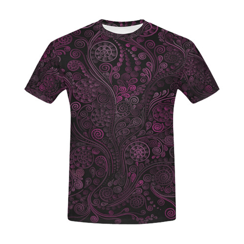3D psychedelic ornaments, magenta All Over Print T-Shirt for Men (USA Size) (Model T40)