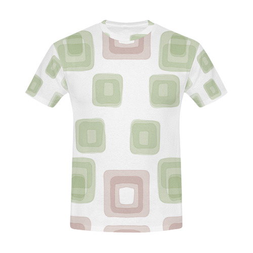 Green and Pink squares back to 70's pattern All Over Print T-Shirt for Men (USA Size) (Model T40)