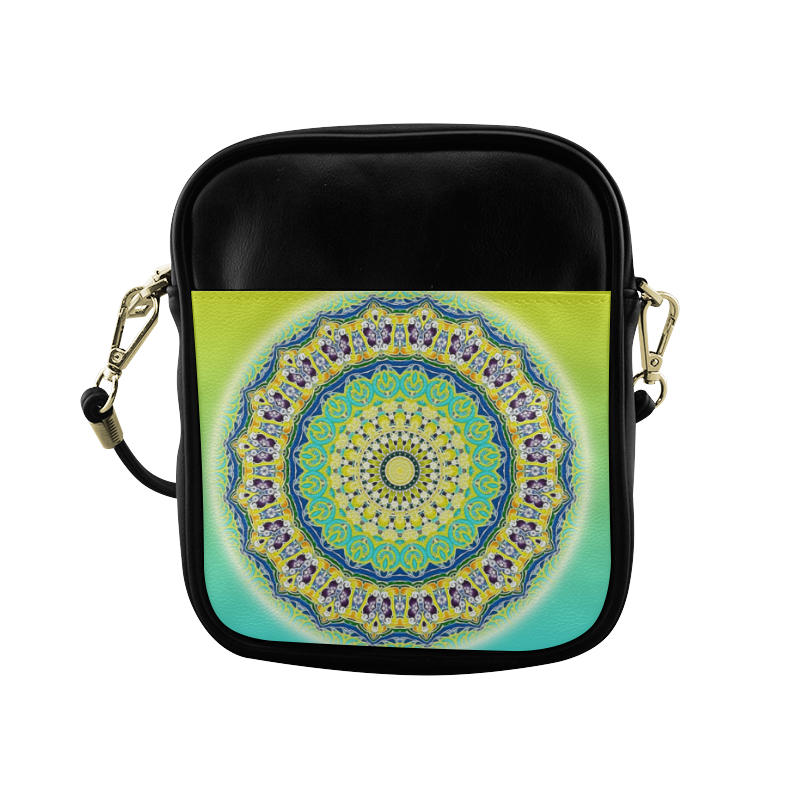 Power Mandala - Blue Green Yellow Lilac Sling Bag (Model 1627)