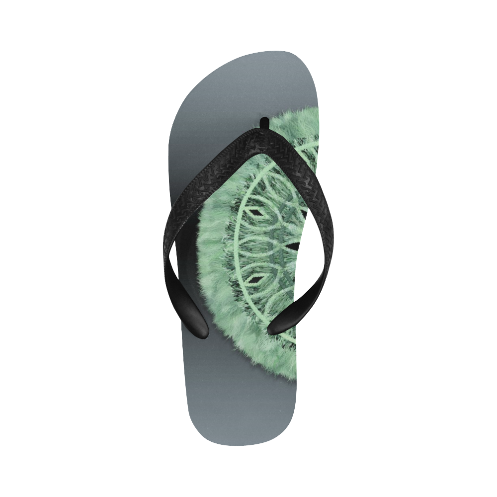 Faux Stitch & Fur mint green 3D decoration Flip Flops for Men/Women (Model 040)