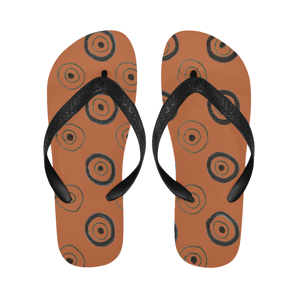 Designers brown black Shoes / Vintage art edition. Design shop Flip Flops for Men/Women (Model 040)