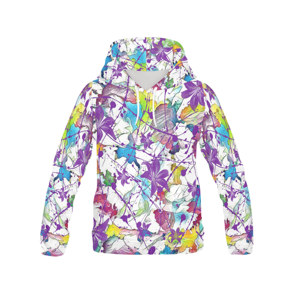 Lilac Lillis Abtract Splash All Over Print Hoodie for Women (USA Size) (Model H13)