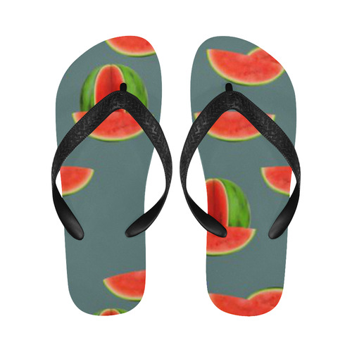 Watercolor Watermelon red, green and sweet pattern Flip Flops for Men/Women (Model 040)