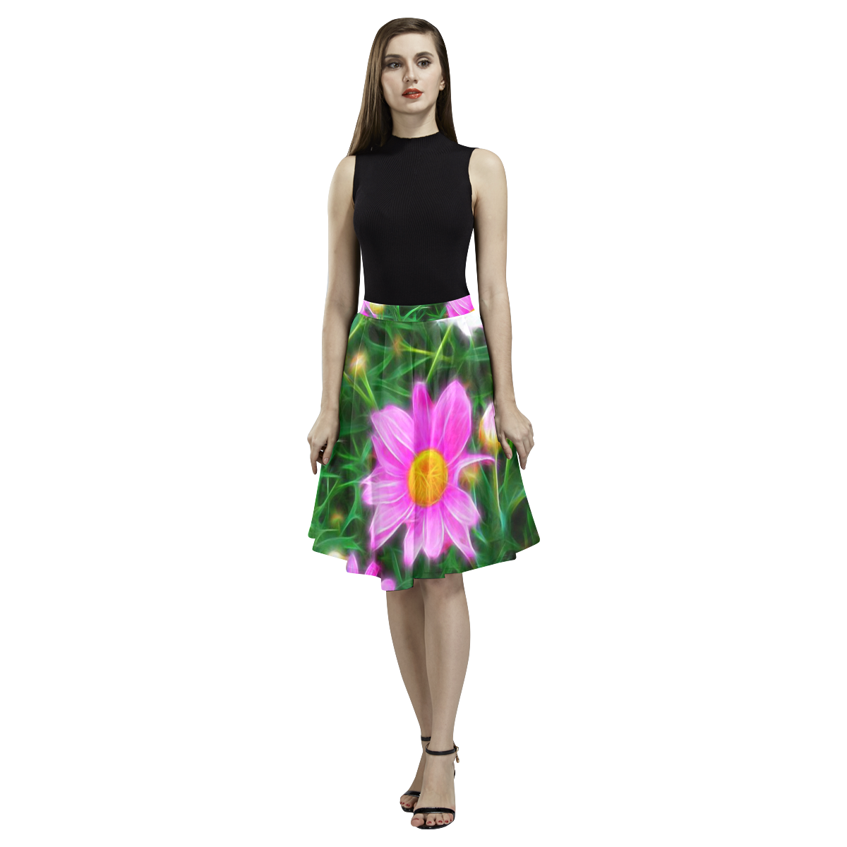 Floral ArtStudio 35 A by JamColors Melete Pleated Midi Skirt (Model D15)