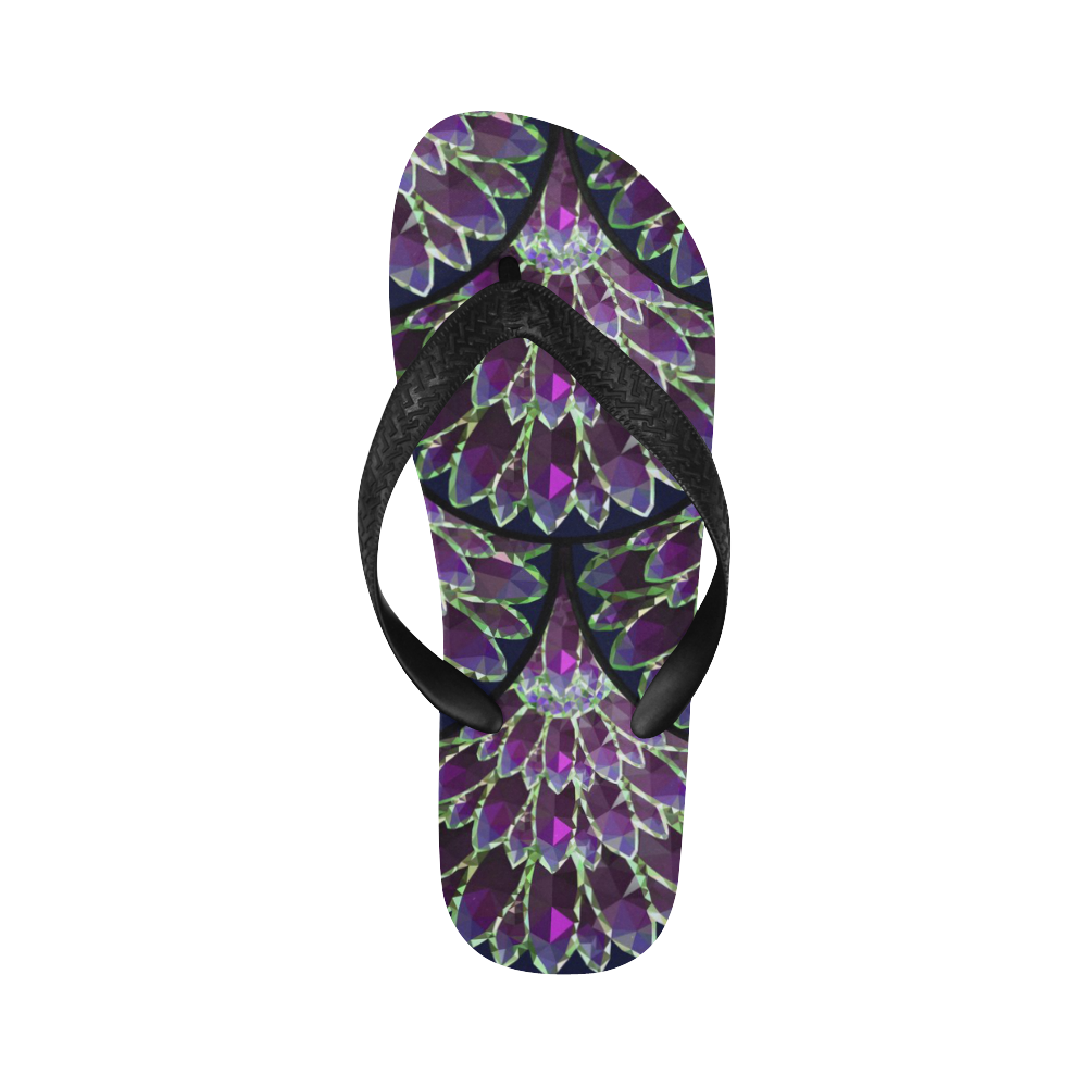 Mosaic flower, purple fish scale pattern Flip Flops for Men/Women (Model 040)