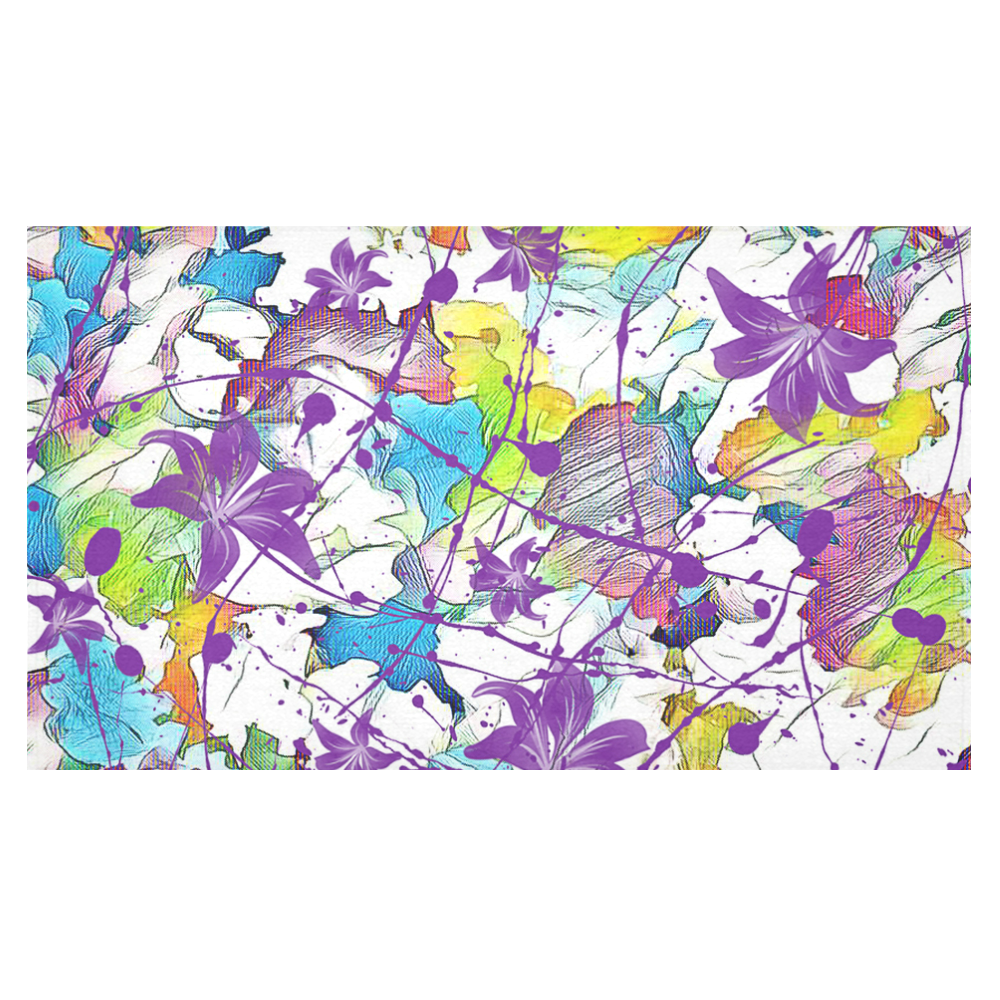 Lilac Lillis Abtract Splash Cotton Linen Tablecloth 60"x 104"