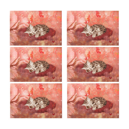 Sweet little sleeping kitten Placemat 12’’ x 18’’ (Set of 6)