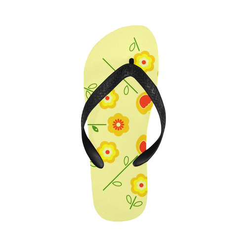 Designers yellow folk Flowers shoes Flip Flops for Men/Women (Model 040)