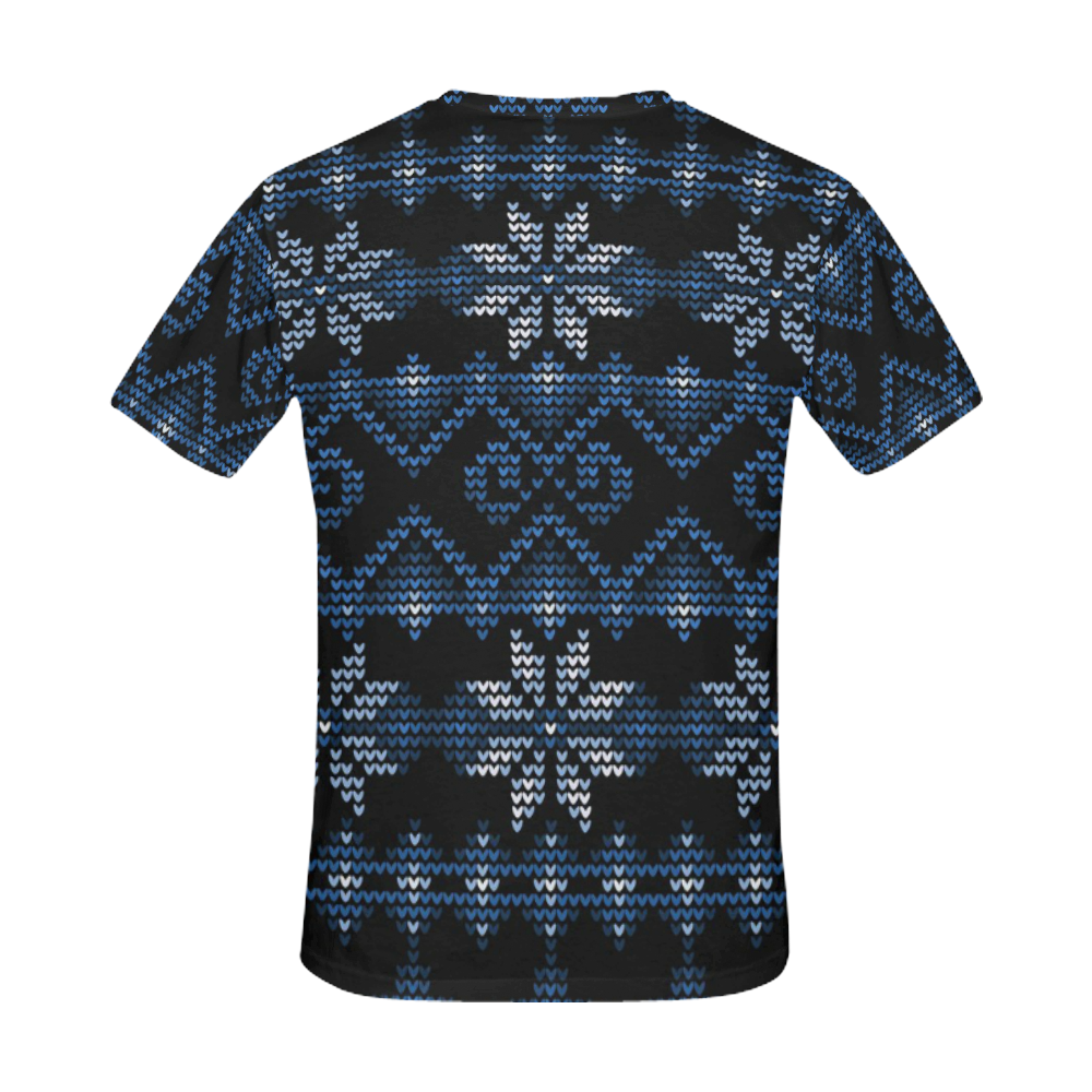 Ugly Christmas Sweater Faux Knit blue, Christmas All Over Print T-Shirt for Men (USA Size) (Model T40)