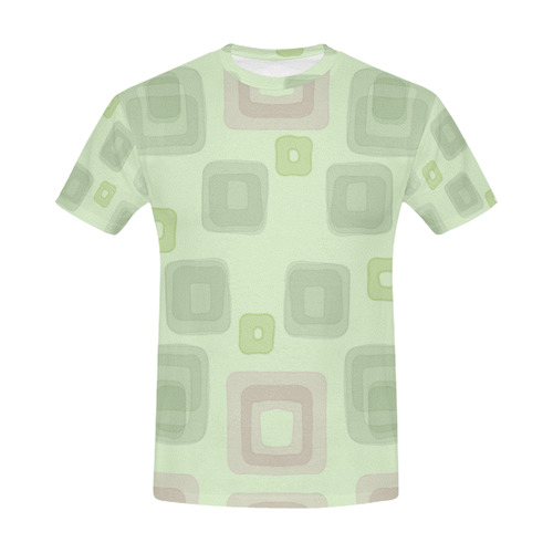Green and Pink squares, back to 70's pattern All Over Print T-Shirt for Men (USA Size) (Model T40)