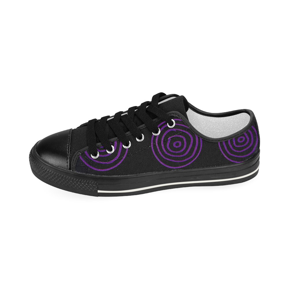 Designers artistic shoes : Black with purple effect Women's Classic Canvas Shoes (Model 018)