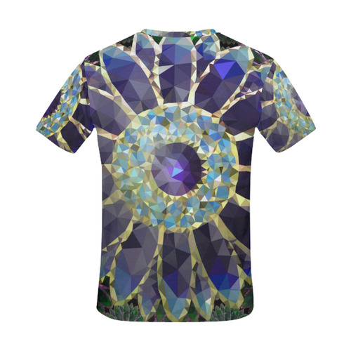 Blue Mosaic Flower All Over Print T-Shirt for Men (USA Size) (Model T40)
