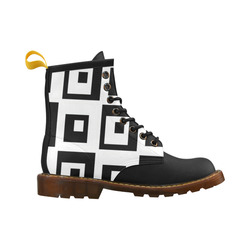 Black & White Cubes High Grade PU Leather Martin Boots For Men Model 402H