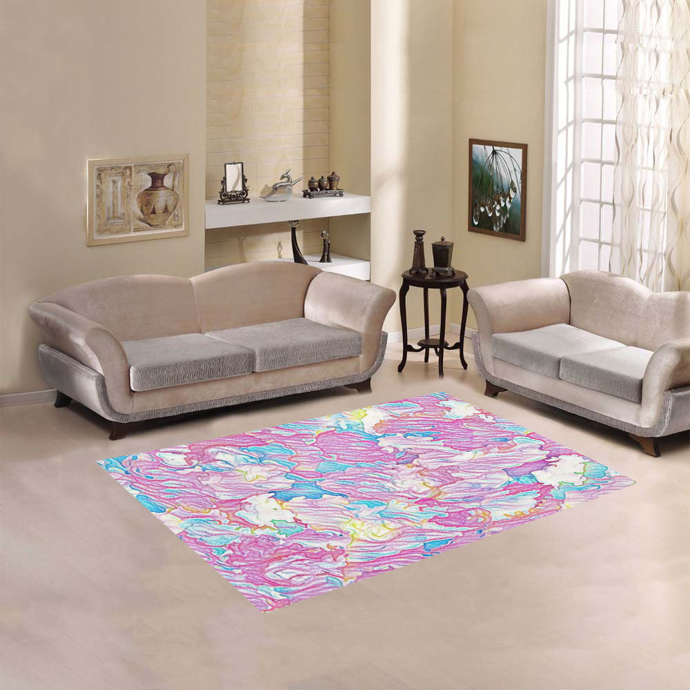 Flower Colors Abtract Area Rug 5'3''x4'