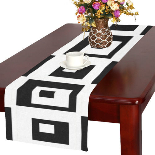 Black & White Cubes Table Runner 16x72 inch