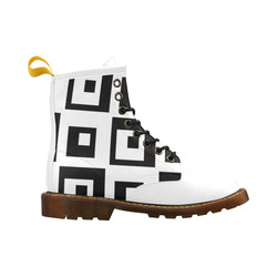 Black & White Cubes High Grade PU Leather Martin Boots For Women Model 402H