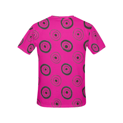 Ladies designers tshirt : PINK BLACK All Over Print T-Shirt for Women (USA Size) (Model T40)