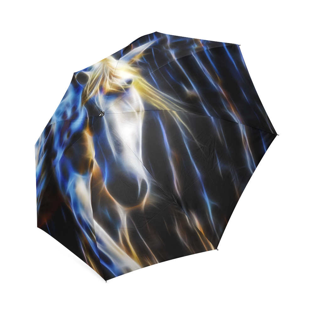 Blue fractal horse Foldable Umbrella (Model U01)