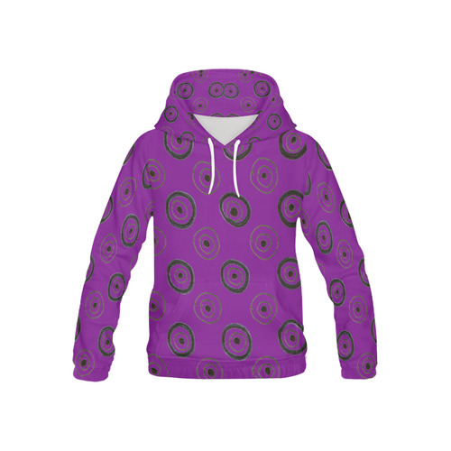 Kids artistic hoodie : PURPLE with Black dots All Over Print Hoodie for Kid (USA Size) (Model H13)