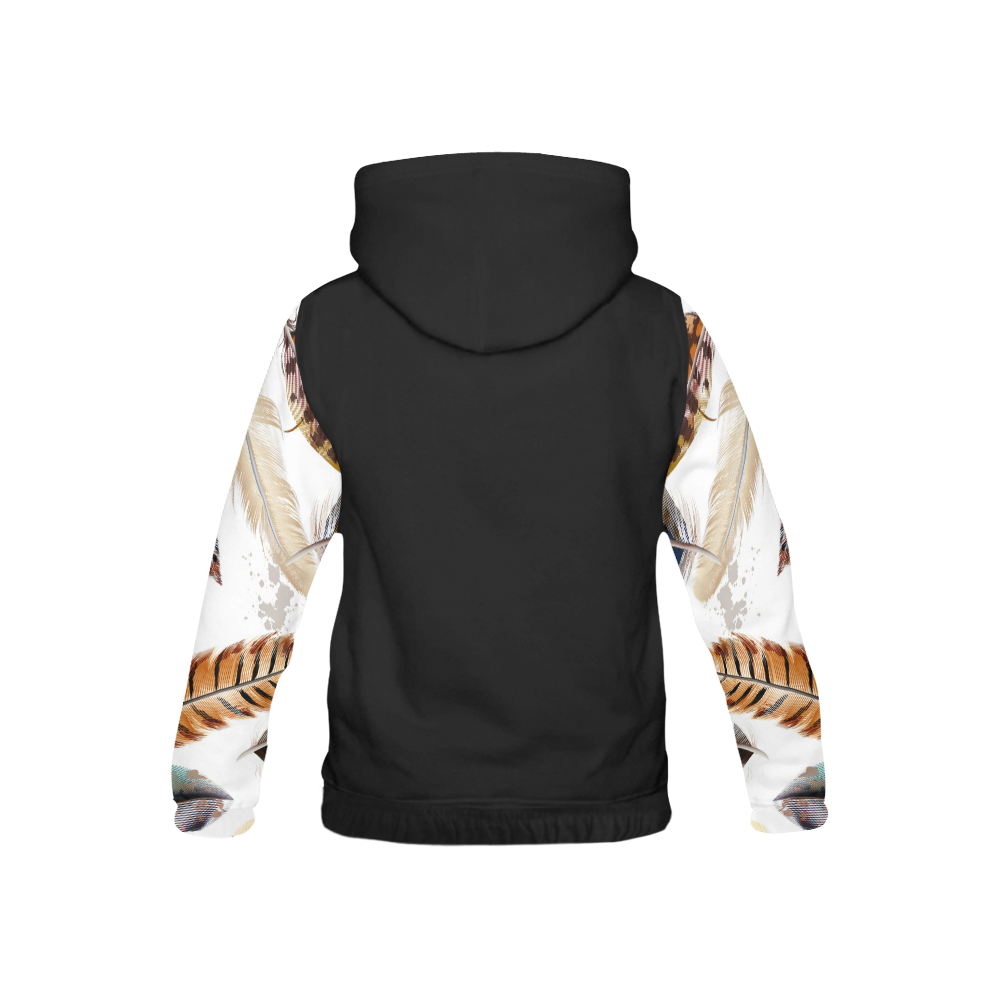KIDS Artistic hoodie with Feathers All Over Print Hoodie for Kid (USA Size) (Model H13)