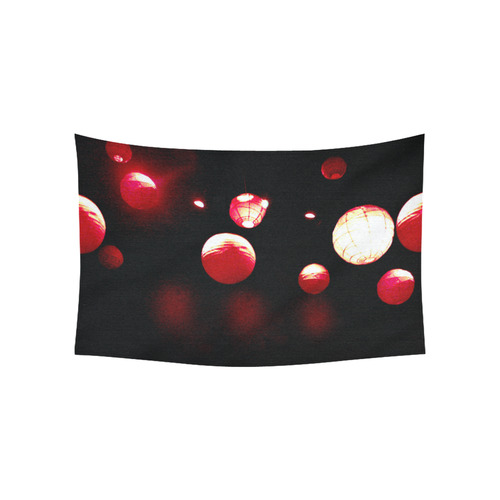 Crimson Orbs Cotton Linen Wall Tapestry 60"x 40"