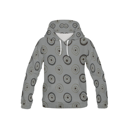 Kids hoodie with Circles / black, grey All Over Print Hoodie for Kid (USA Size) (Model H13)