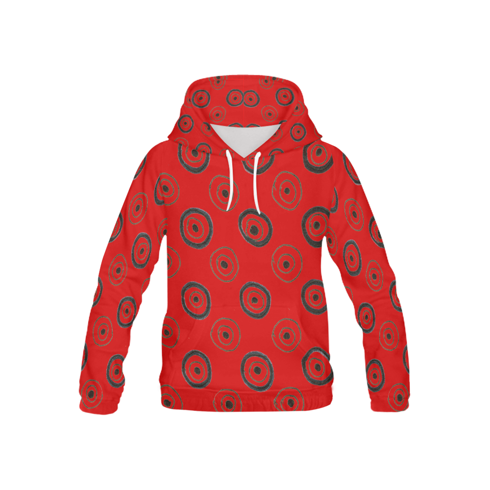 Kids designers hoodie : red with Circles. Design shop All Over Print Hoodie for Kid (USA Size) (Model H13)
