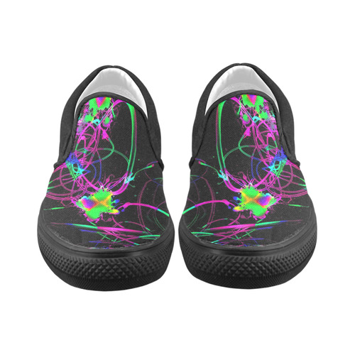 abstract Neon Fun 12 by JamColors Women's Slip-on Canvas Shoes (Model 019)