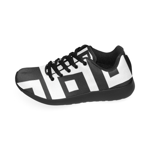 Black & White Cubes Men’s Running Shoes (Model 020)