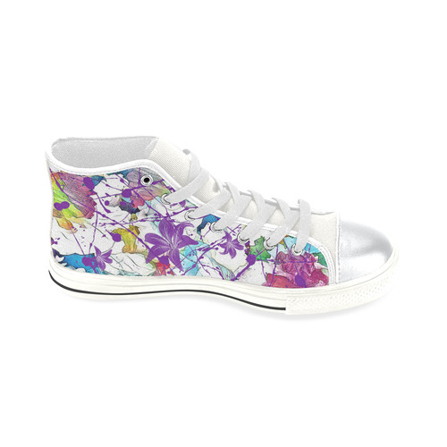 Lilac Lillis Abtract Splash High Top Canvas Women's Shoes/Large Size (Model 017)