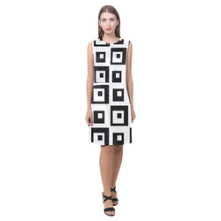 Black & White Cubes Eos Women's Sleeveless Dress (Model D01)