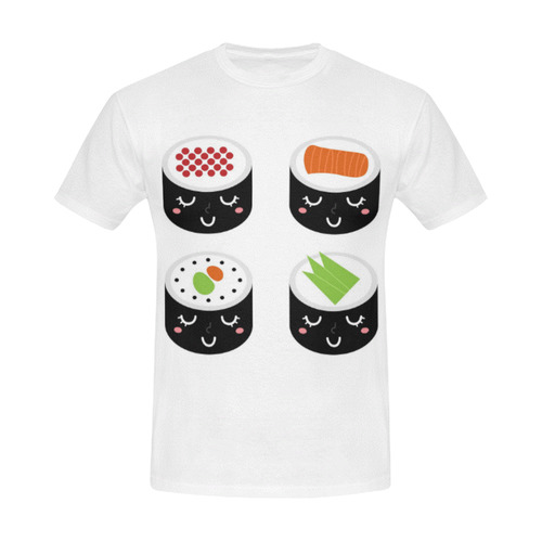 Designers t-shirt white with Happy sushis. Original edition. All Over Print T-Shirt for Men (USA Size) (Model T40)