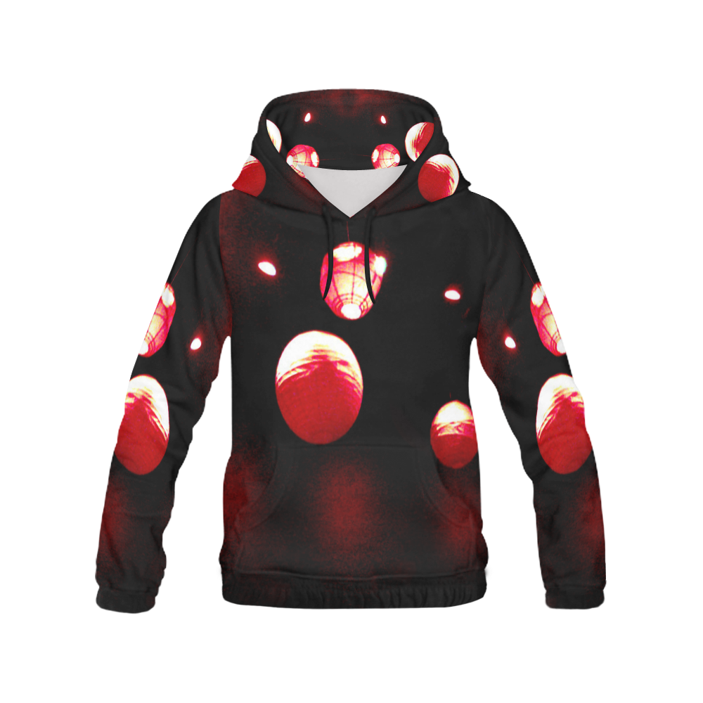 Crimson Orbs All Over Print Hoodie for Women (USA Size) (Model H13)
