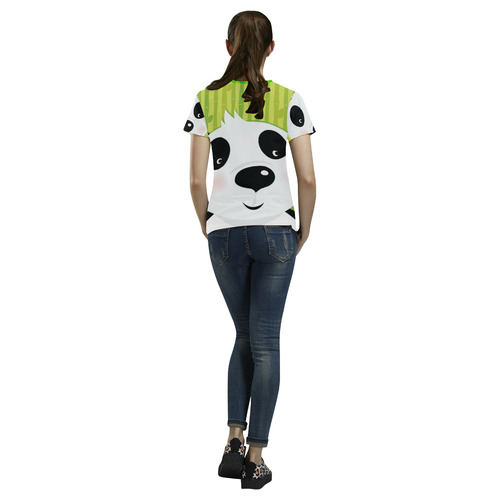 DESIGNERS All over Print tshirt : Panda happy All Over Print T-Shirt for Women (USA Size) (Model T40)