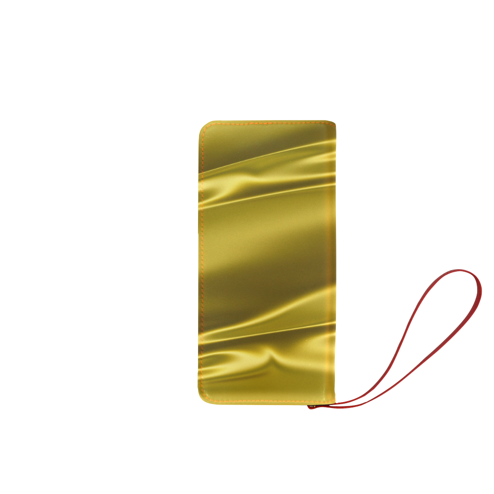 Gold satin 3D texture Women's Clutch Wallet (Model 1637)