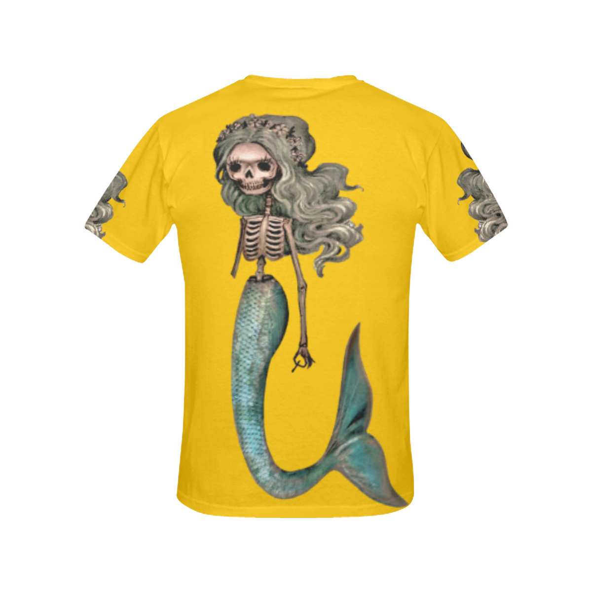 Creepy Carla skeleton mermaid yellow All Over Print T-Shirt for Women (USA Size) (Model T40)