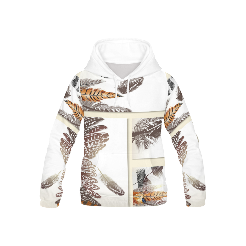 Kids artistic hoodie with Feathers All Over Print Hoodie for Kid (USA Size) (Model H13)