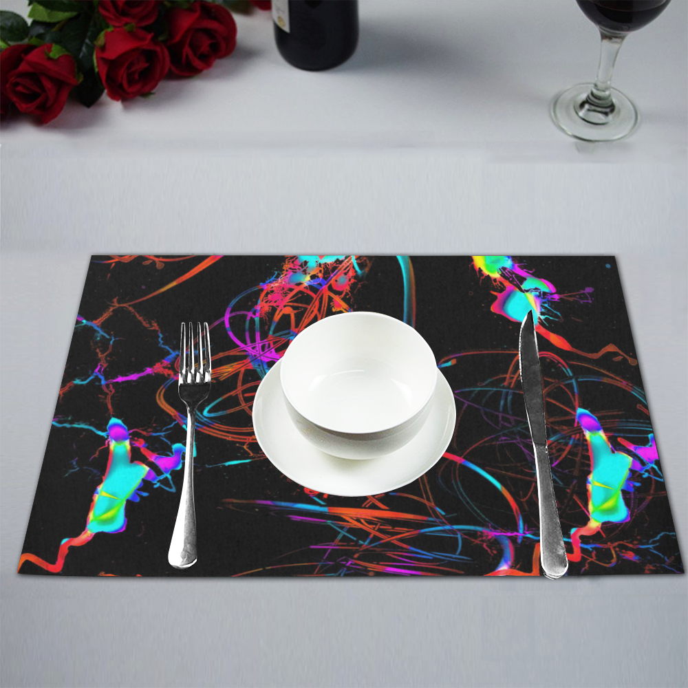 abstract Neon Fun 13 by JamColors Placemat 12’’ x 18’’ (Set of 6)
