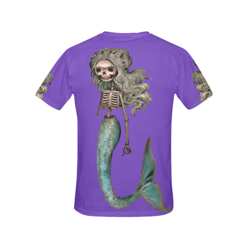 Creepy Carla skeleton mermaid purple All Over Print T-Shirt for Women (USA Size) (Model T40)