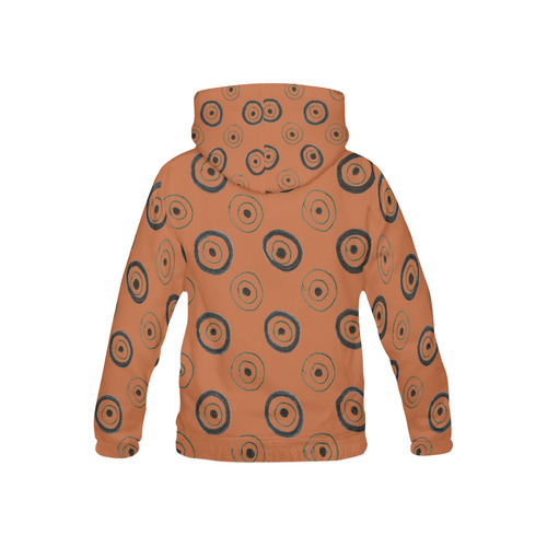 Kids artistic hoodie : BROWN WITH CIRCLES All Over Print Hoodie for Kid (USA Size) (Model H13)