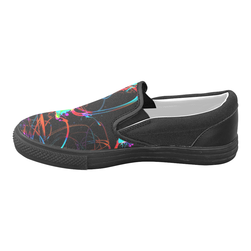 abstract Neon Fun 13 by JamColors Women's Unusual Slip-on Canvas Shoes (Model 019)