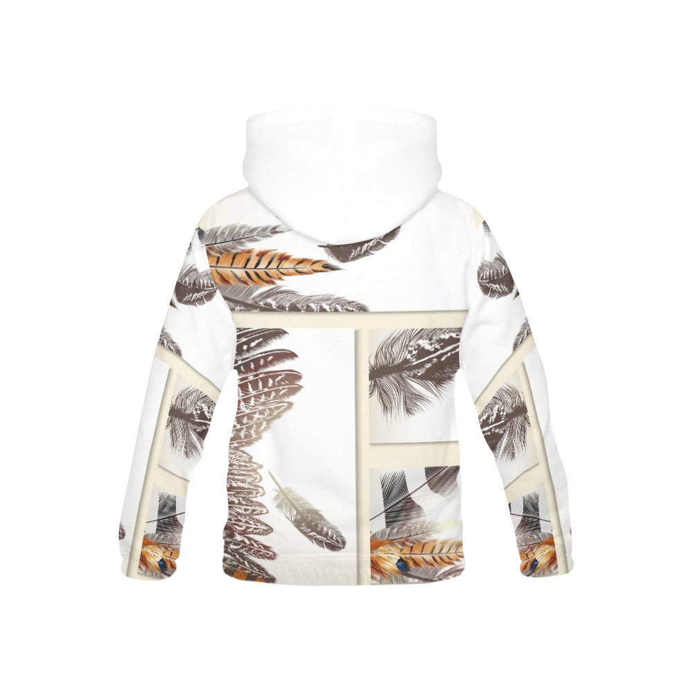 Kids artistic hoodie with Feathers All Over Print Hoodie for Kid (USA Size) (Model H13)