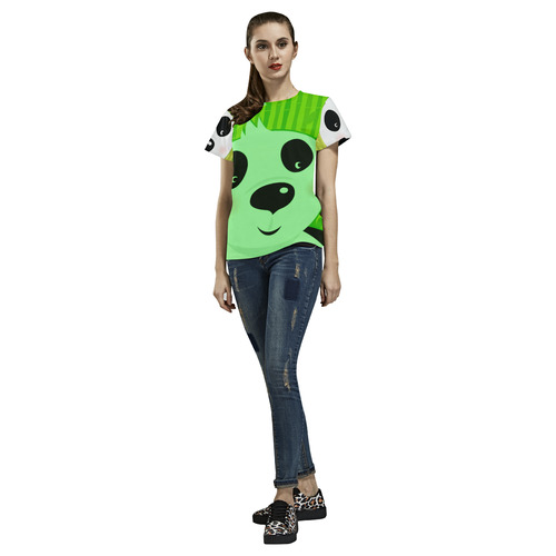 DESIGNERS All over Print tshirt : Panda happy All Over Print T-Shirt for Women (USA Size) (Model T40)